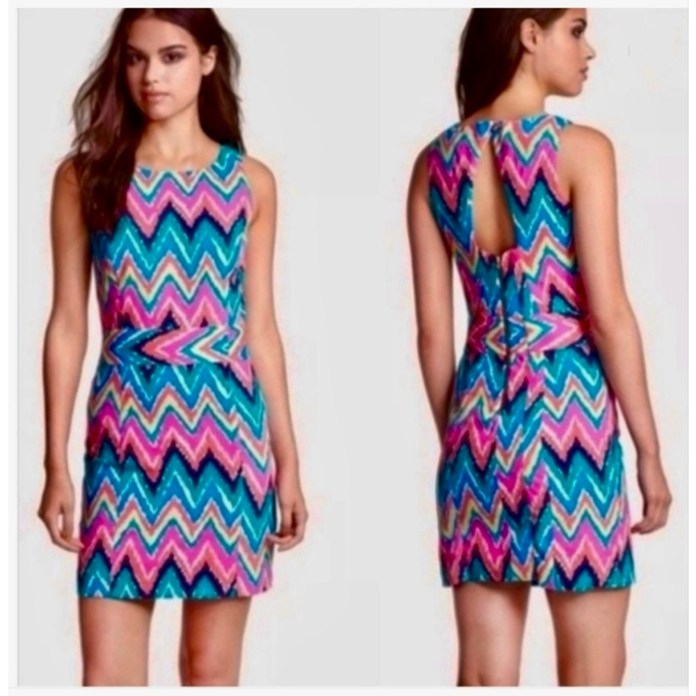 Lilly Pulitzer Kirkland Shift Dress Hearts A Flutter Chevron Size 2